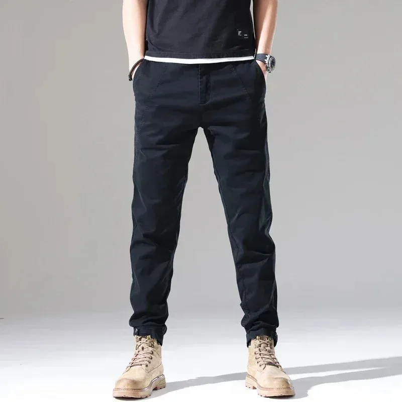 Men's Casual Pants - Slim Fit Stretch, Fashion Button Designer Men's Clothing, Streetwear Trousers