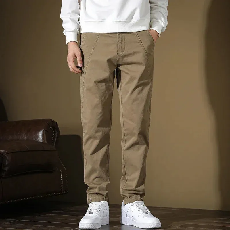 Men's Casual Pants - Slim Fit Stretch, Fashion Button Designer Men's Clothing, Streetwear Trousers