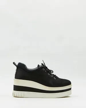 Miu Miu Black Fabric Lace Up Platform Sneakers - 38