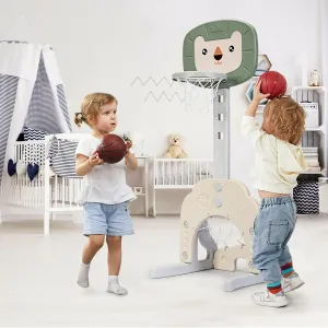 Montessori 3-in-1 Kids Basketball Stand | Adjustable Height | Football & Golf Goal | 3 Years 