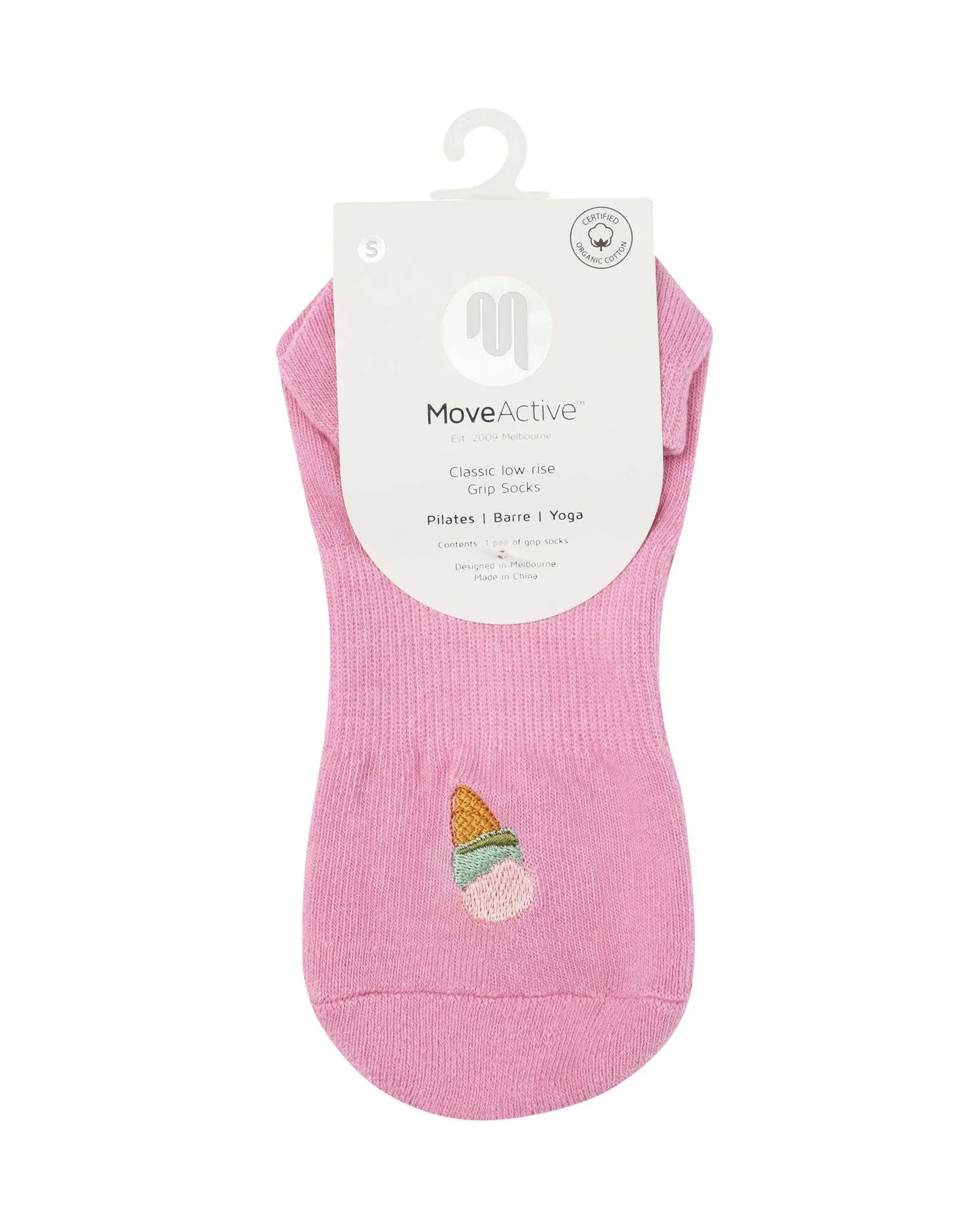 Move Active Classic Low Rise Grip Socks - Pink Gelato