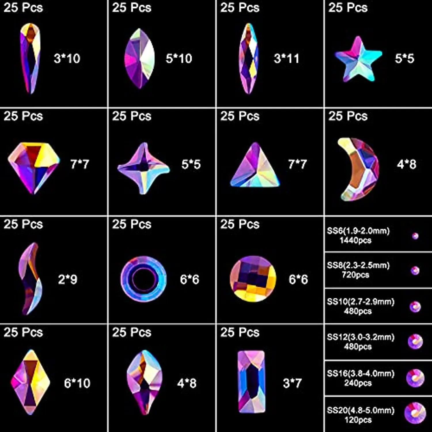 Nail Rhinestones Gems Jewels Kit,3830pcs 3D Crystal Diamond Nail Stones Mixed Shapes and Round Flat Rhinestones Packed with Nail Jewels Wax Pen & Box,Idea Gift for Acrylic Nail Art Diy Crafts