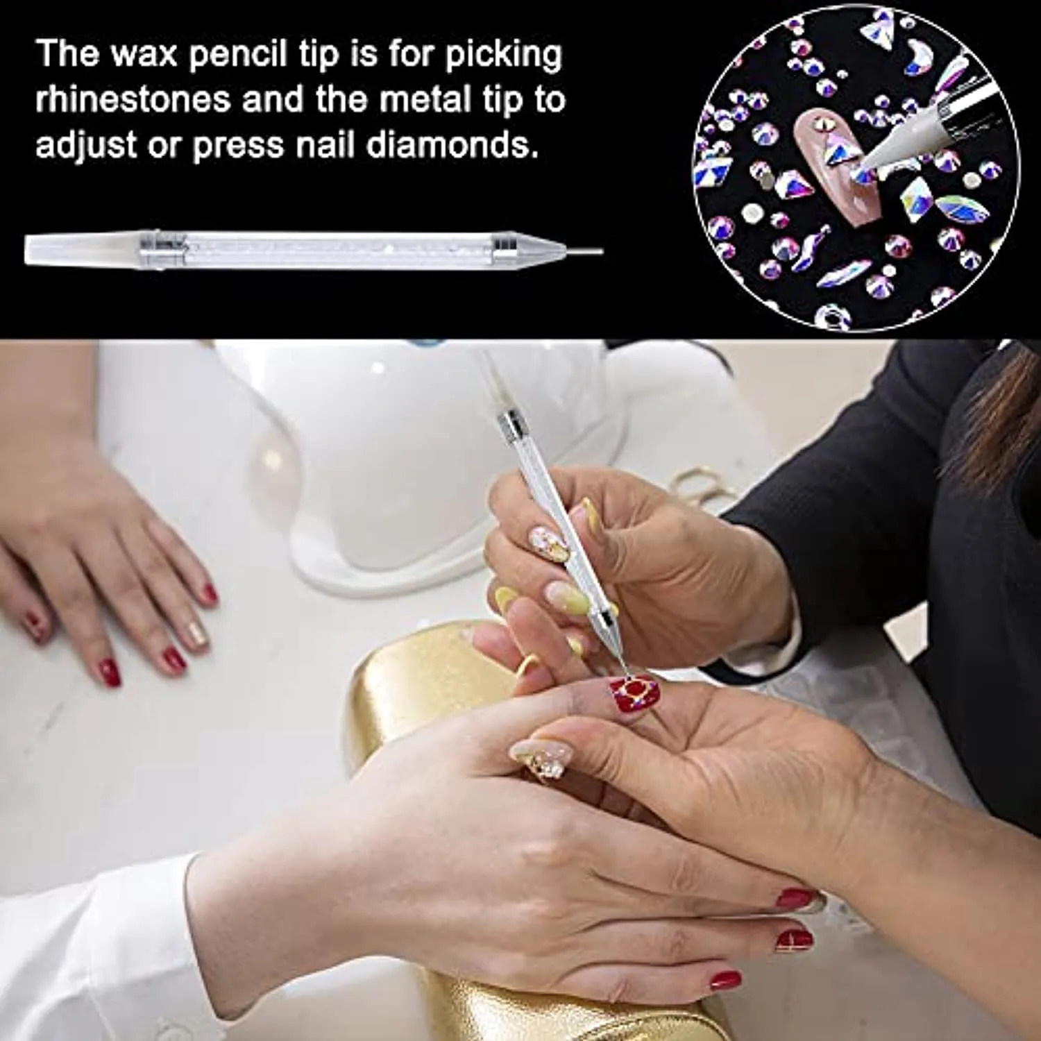 Nail Rhinestones Gems Jewels Kit,3830pcs 3D Crystal Diamond Nail Stones Mixed Shapes and Round Flat Rhinestones Packed with Nail Jewels Wax Pen & Box,Idea Gift for Acrylic Nail Art Diy Crafts