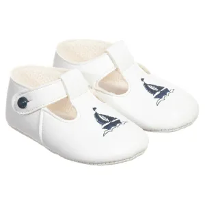 Navy Blue Sailboat Soft Sole Shoes