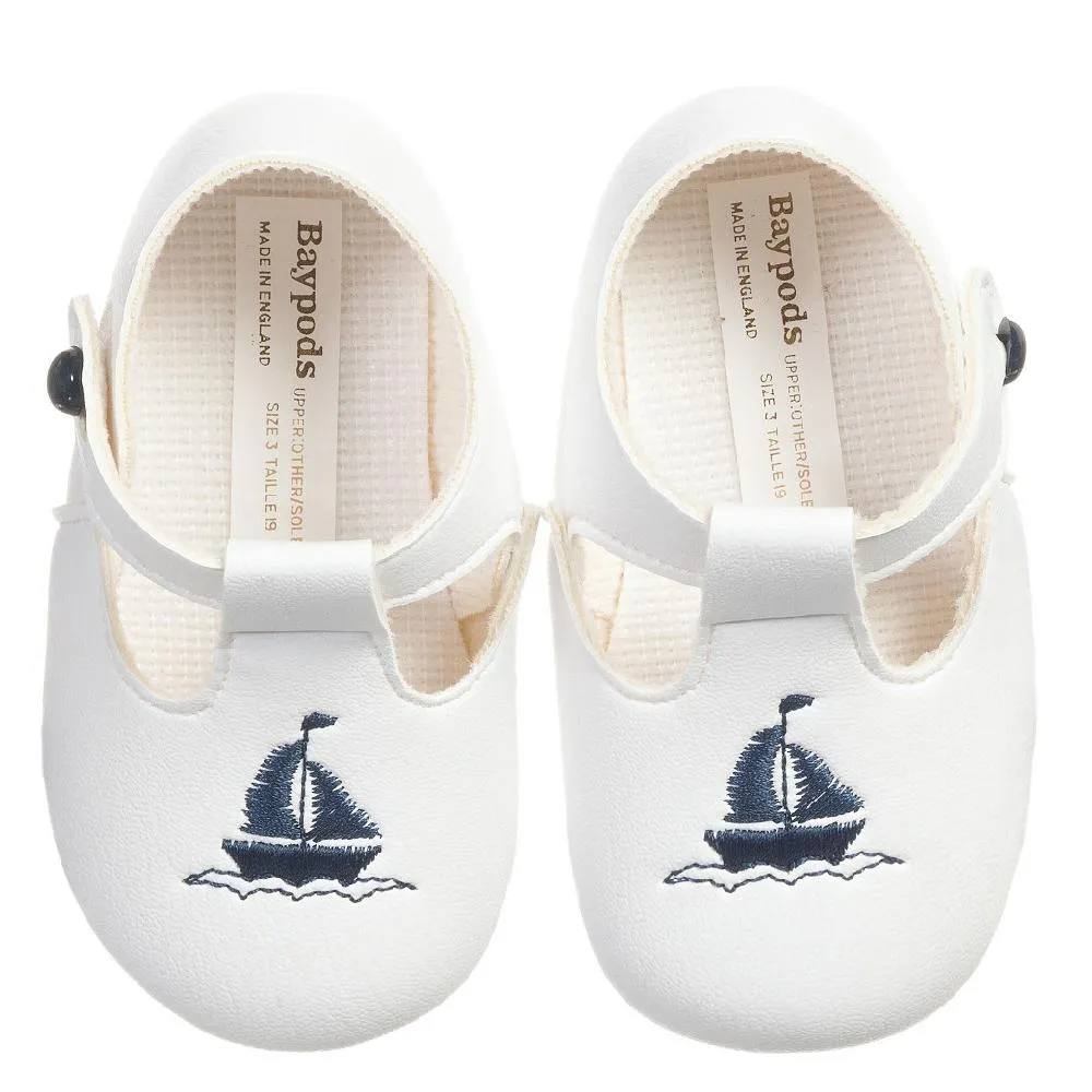 Navy Blue Sailboat Soft Sole Shoes