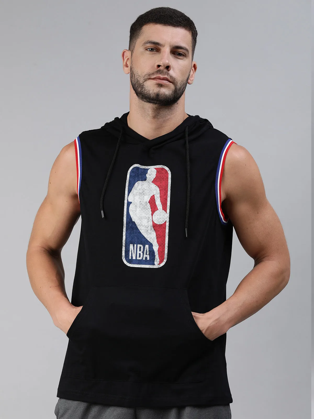 NBA: Classic Crest Sleeveless Hoodie - Black