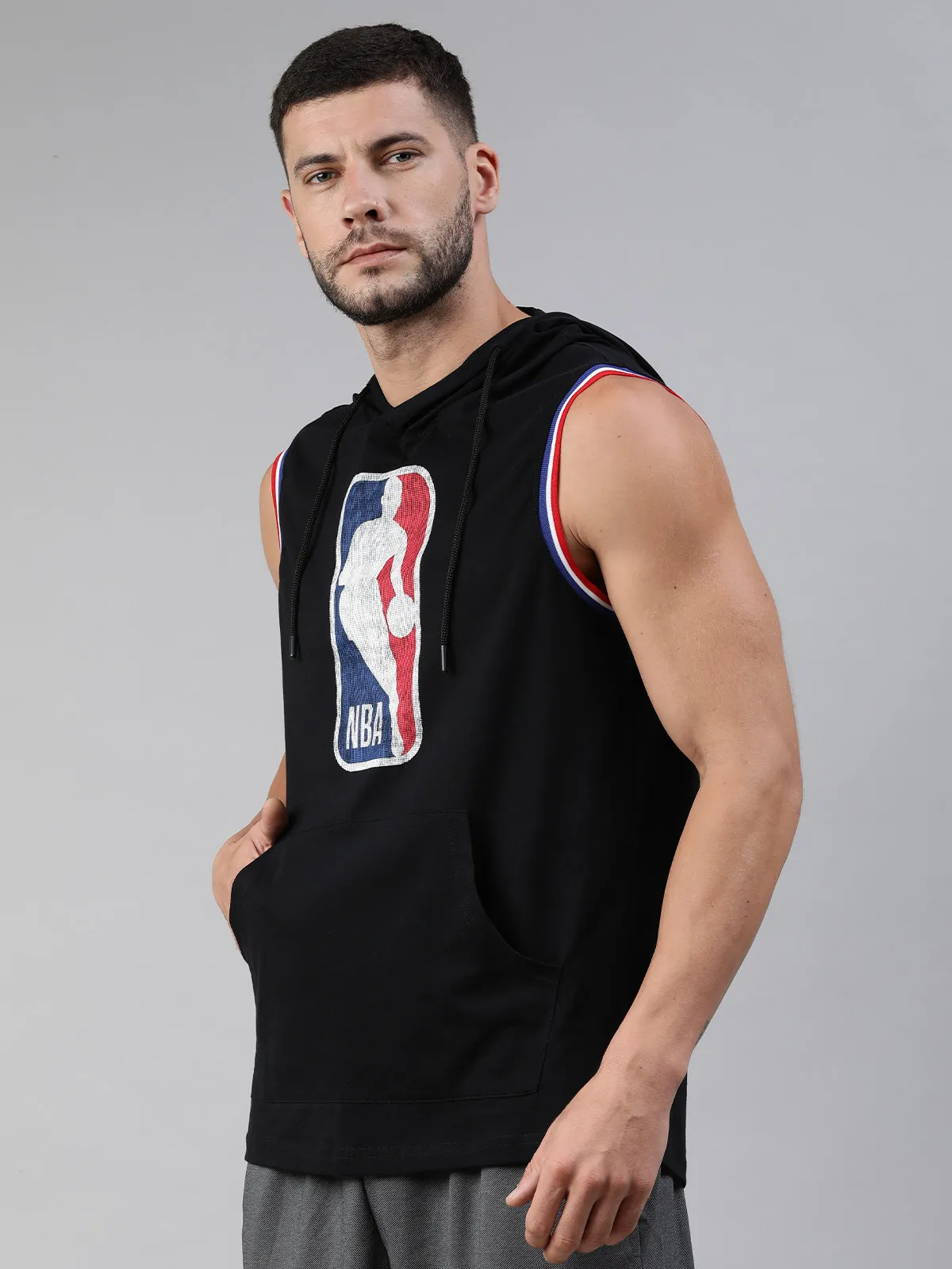 NBA: Classic Crest Sleeveless Hoodie - Black
