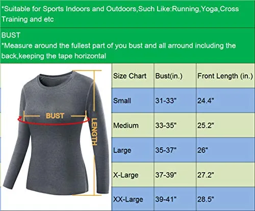 Neleus Women's 3 Pack Dry Fit Athletic Compression Long Sleeve T Shirt,Black,Grey,White,X-Large
