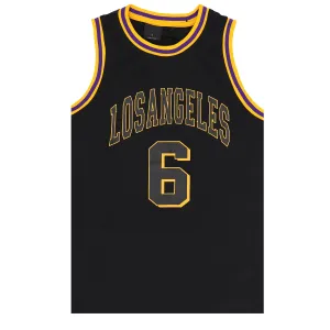 New Men's Basketball Jersey Sports T Shirt Tee Vest Tops Gym Chicago Los Angeles, Black - Los Angeles 6, M