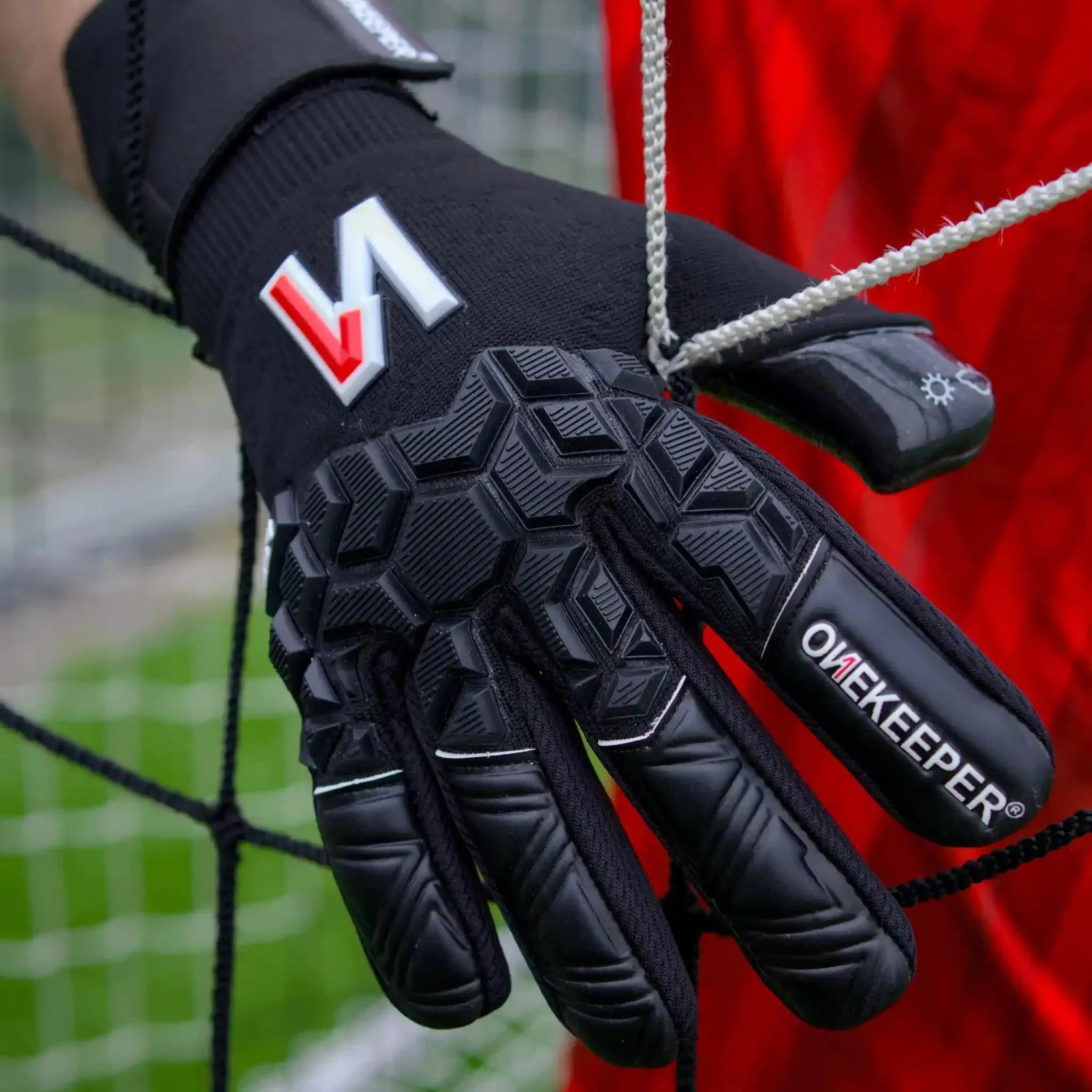 ONEKEEPER ACE Black - All Black Negative Cut Pro-Level Goalkeeper Gloves