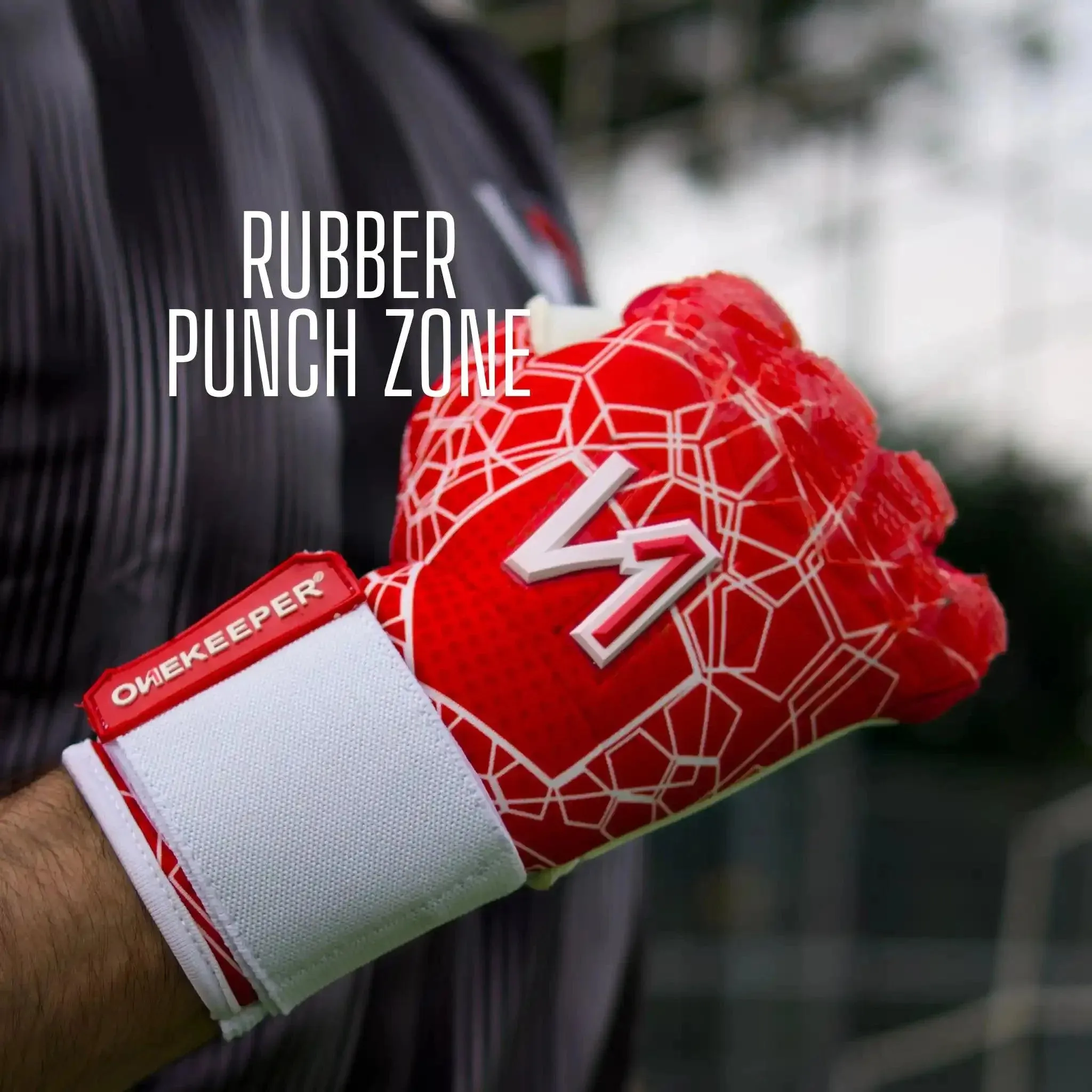 ONEKEEPER C-TEC Red and White - Pro Goalkeeper Gloves Sizes 8 to 12