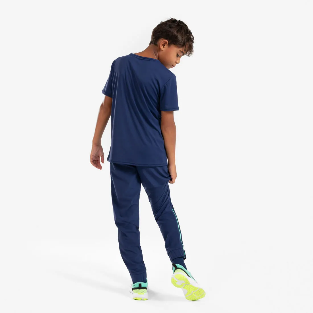 Pantalon de running avec zip Enfant - KIPRUN DRY  marine vert