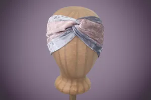 Pink & Silver Velvet Turban Headband