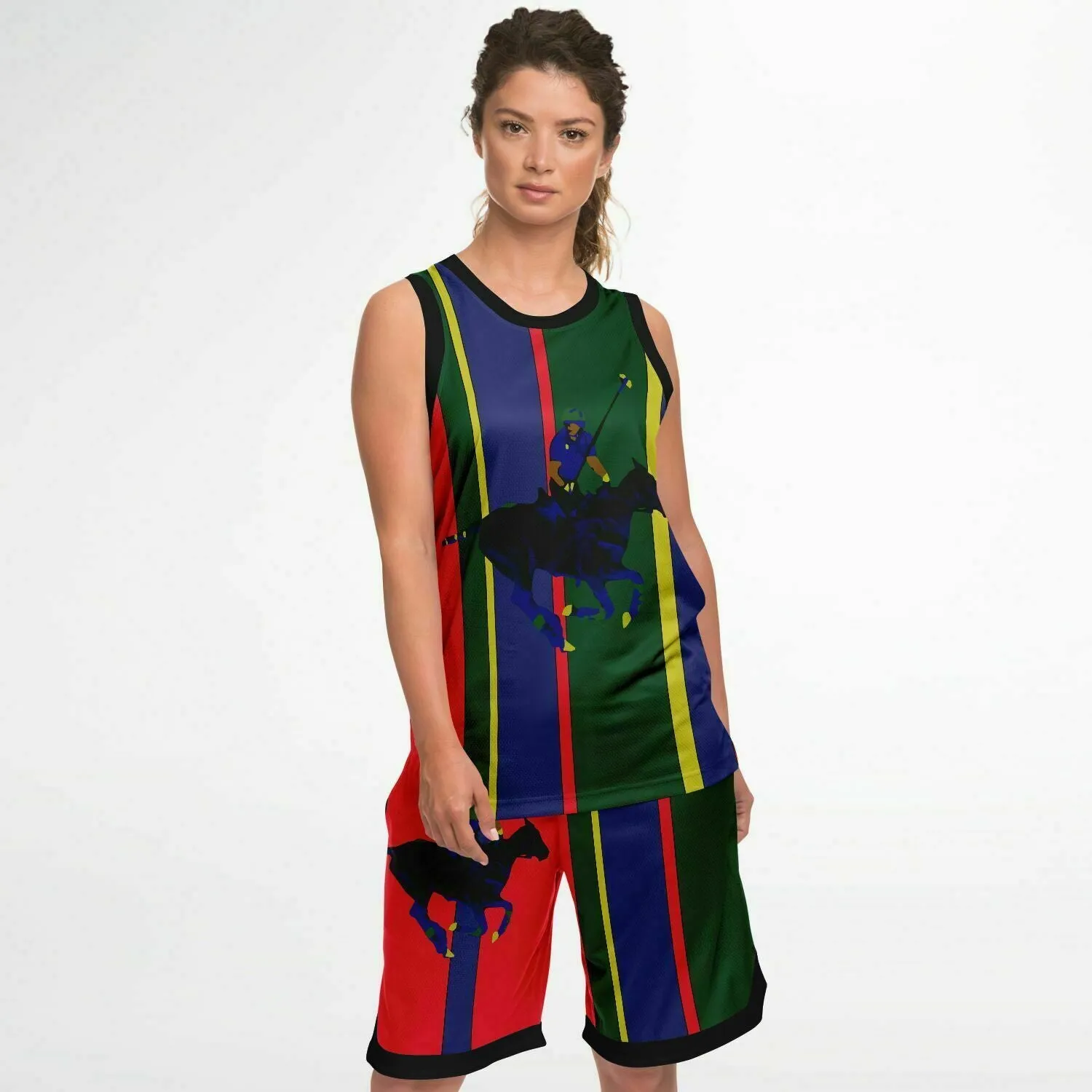 Polo Carib Striped Basketball Jersey and Shorts Set