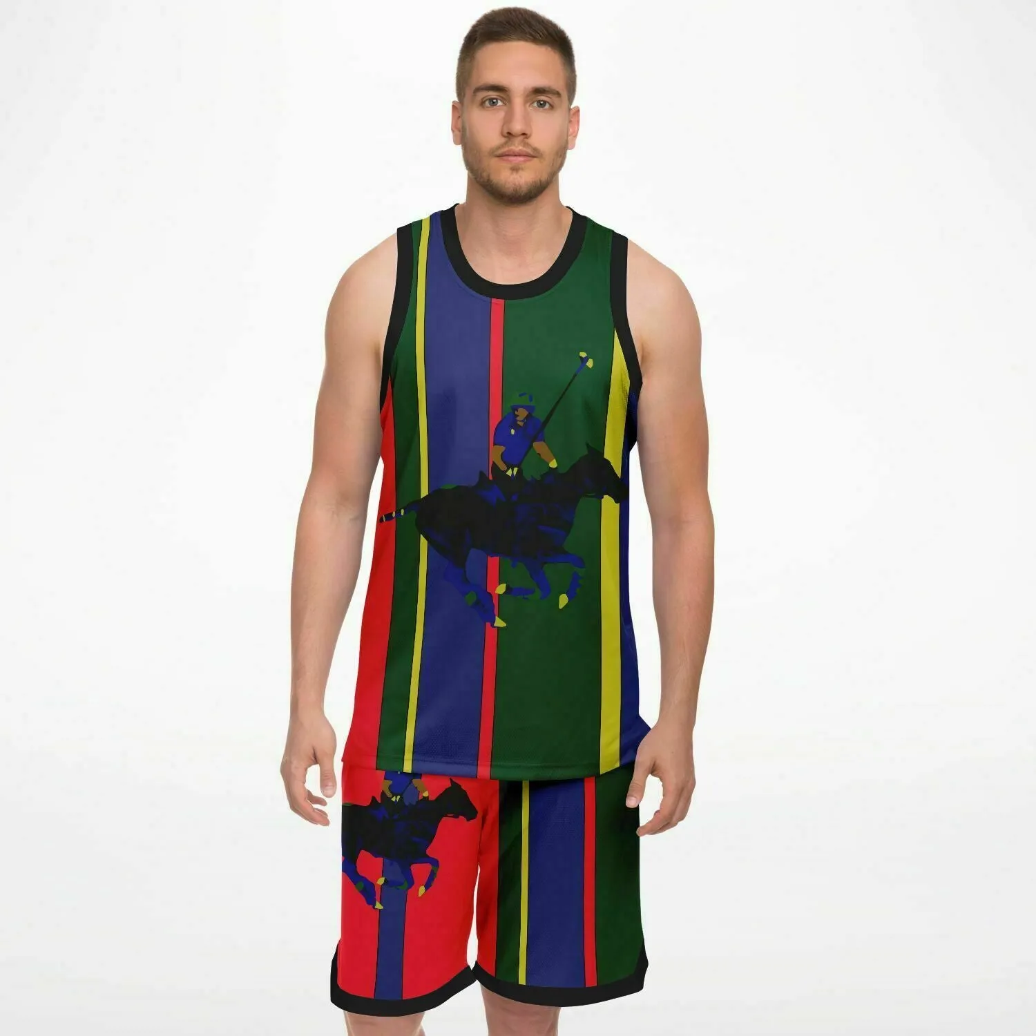 Polo Carib Striped Basketball Jersey and Shorts Set