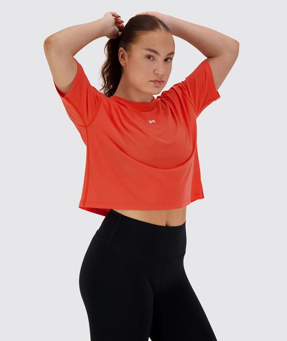 Poppy Red Oversized Crop Tee (OUTLET)