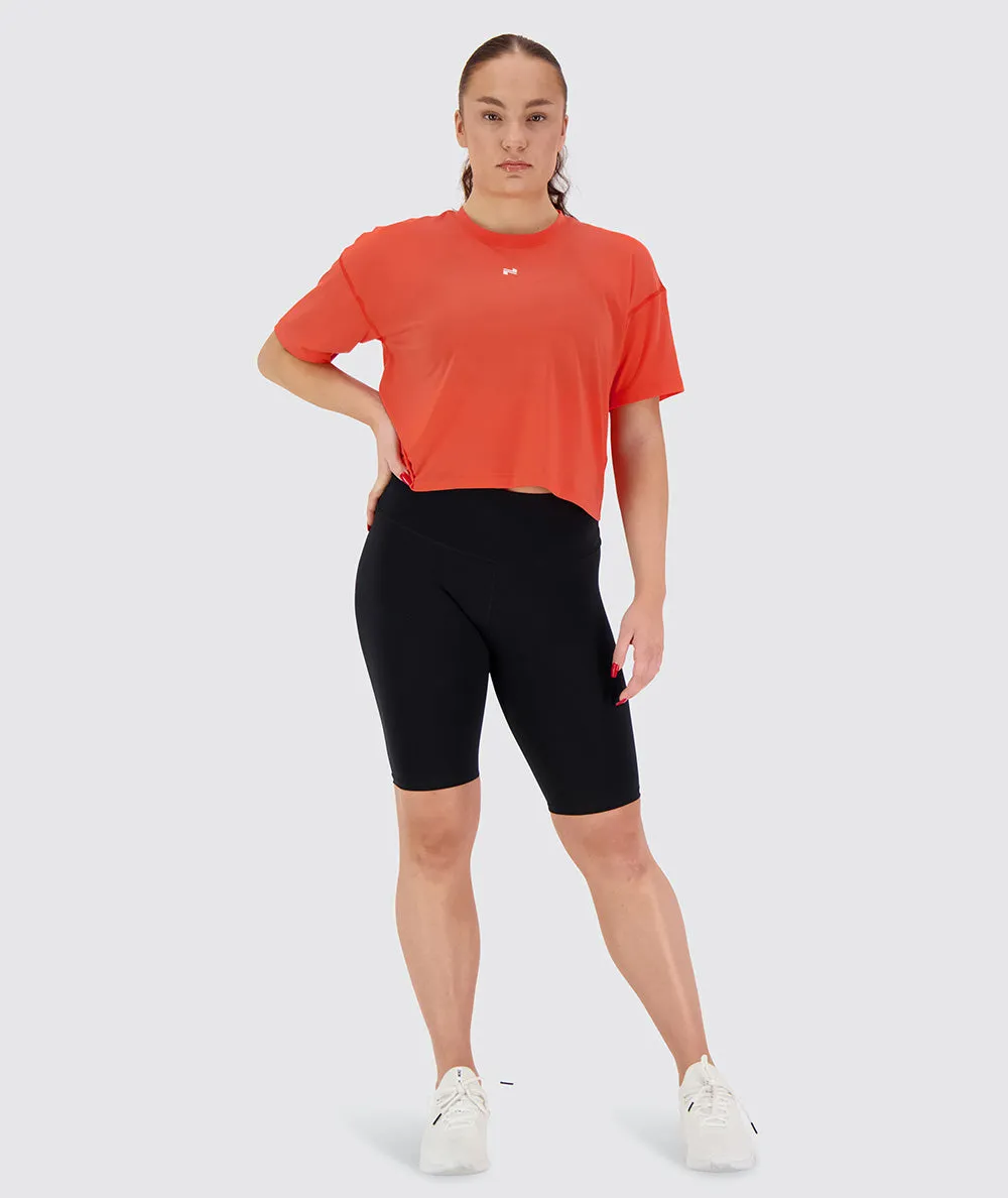 Poppy Red Oversized Crop Tee (OUTLET)