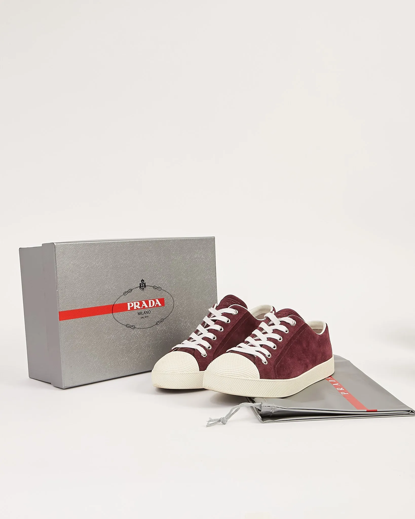 Prada Purple Suede Lace Up Sneakers - 38.5