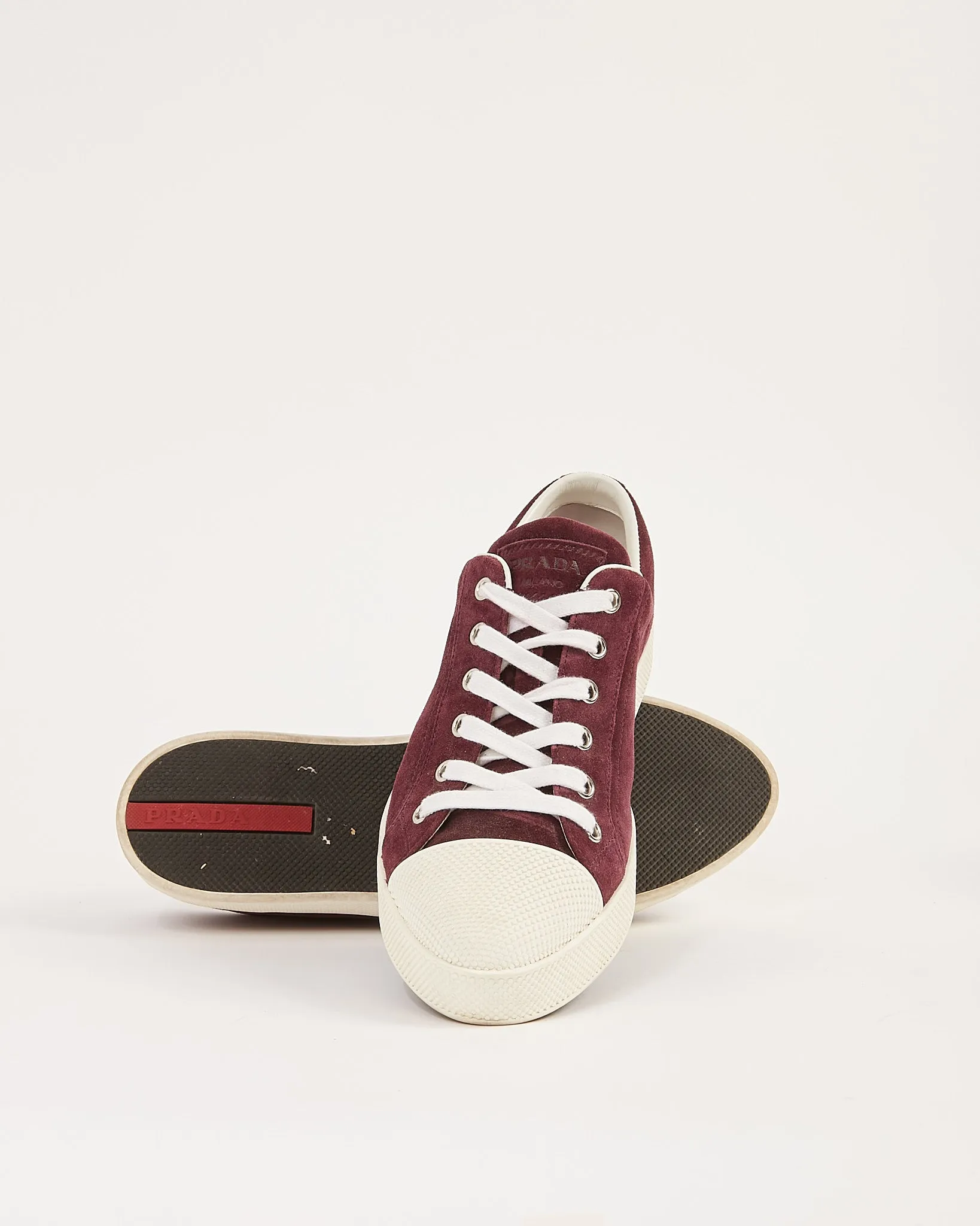 Prada Purple Suede Lace Up Sneakers - 38.5