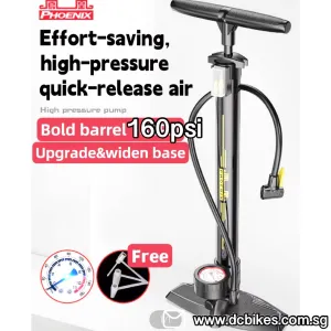 Presta | Schrader Floor Air Pump Bicycle Tyre Inflator   160PSI Meter Gauge