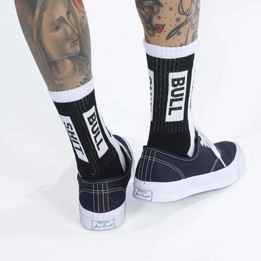 "BULLSHIT" Chaussettes Montantes Streetwear Noir - URB1™