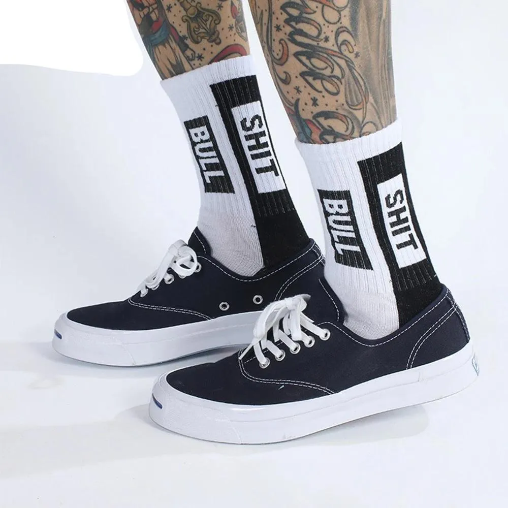 "BULLSHIT" Chaussettes Montantes Streetwear Noir - URB1™