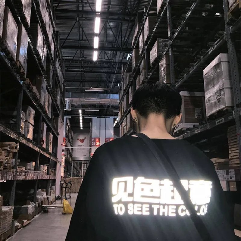 "REFLECTIVE TSTC350" T-shirt réfléchissant Streetwear Noir - URB1™