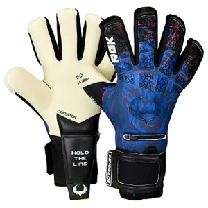Renegade GK Limited Edition Rogue Guardian Goalie Gloves with Pro-Tek Fingersaves | 4mm Giga Grip & Neoprene | Black & Blue Soccer Goalkeeper Gloves (Size 9, Youth-Adult, Negative Cut, Level 4 )