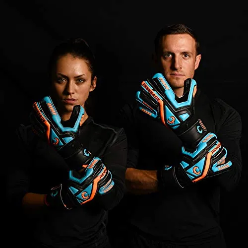 Renegade GK Talon Cyclone 2 Goalie Gloves with Pro-Tek Fingersaves | 4mm Hyper Grip & Duratek | Black, Orange, Blue Soccer Goalkeeper Gloves (Size 5, Kids, Boys, Girls, Roll Cut, Lvl 3)