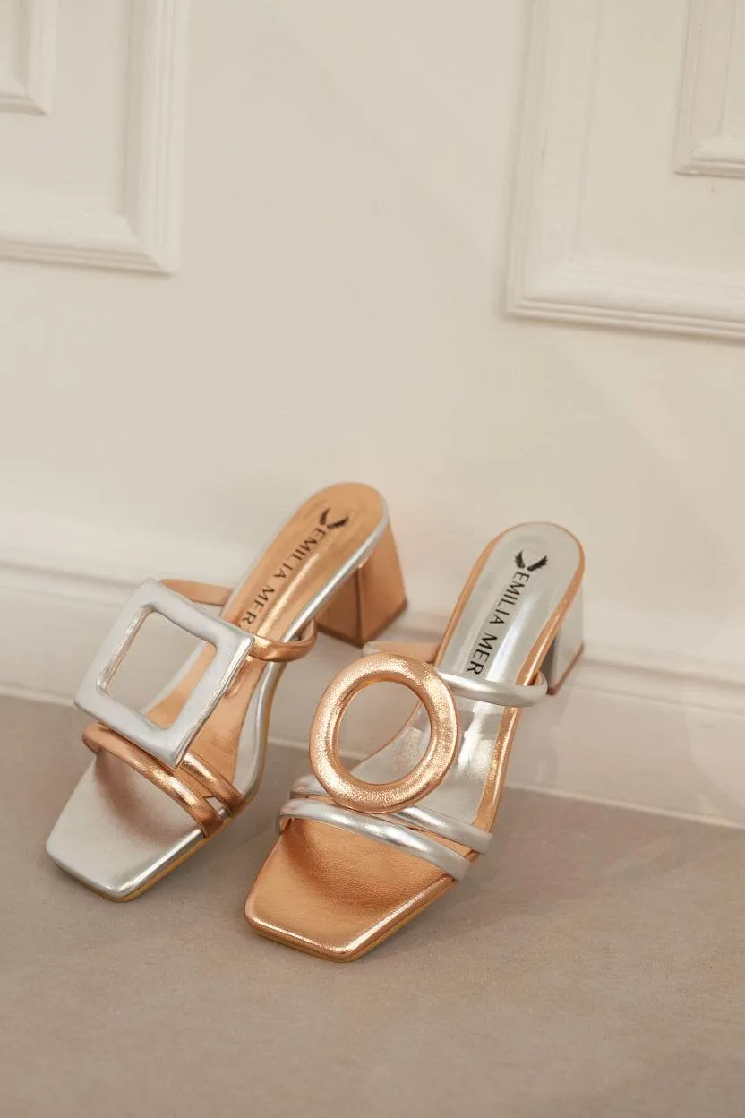 Retro Glam Heels – Rose/Silver