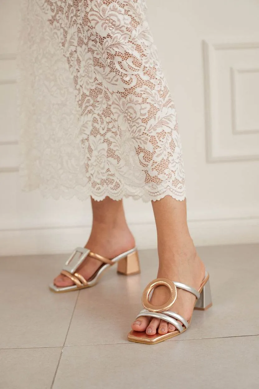 Retro Glam Heels – Rose/Silver