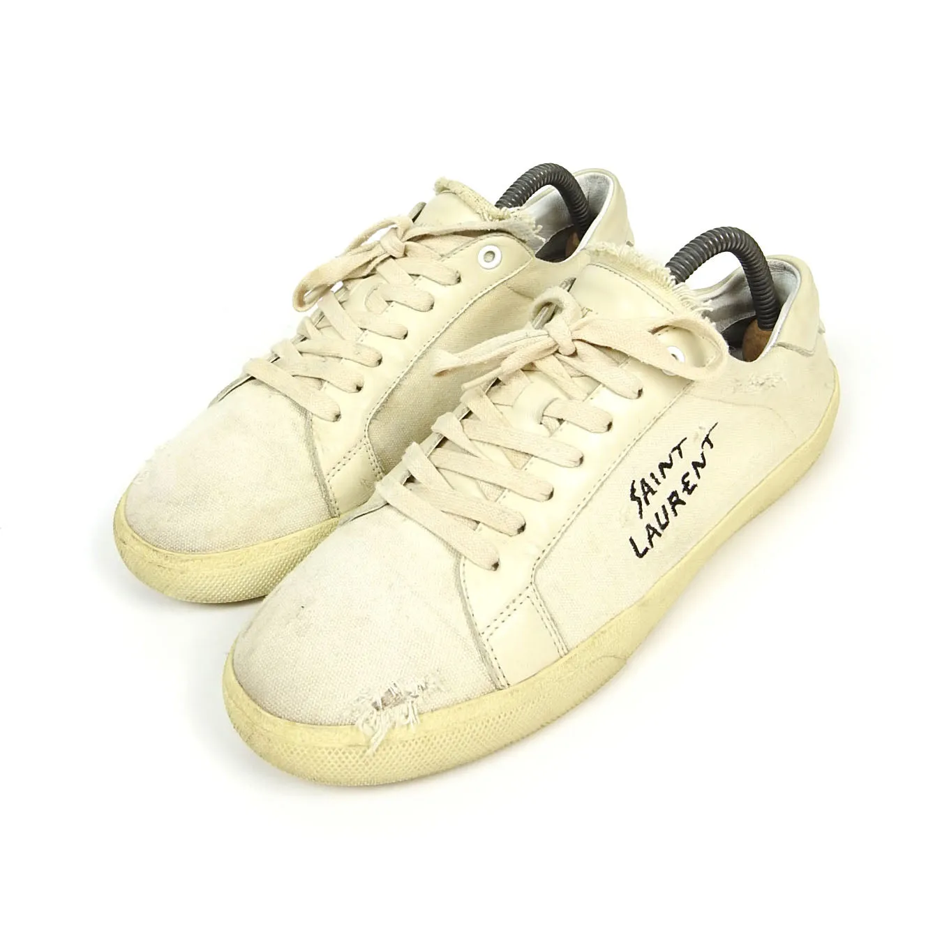 Saint Laurent Distressed Canvas Sneakers Size 43