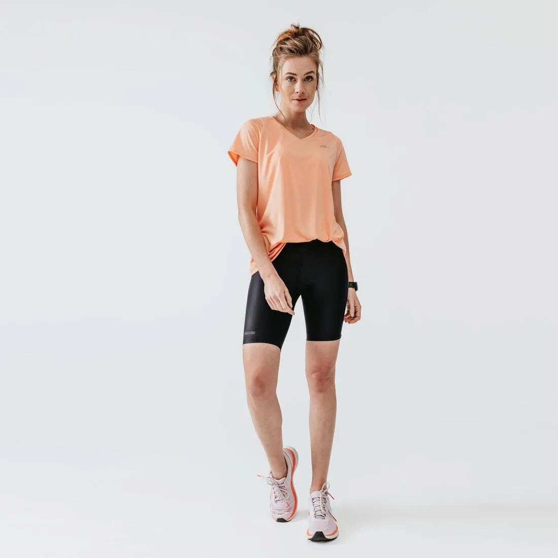 Short cycliste running femme - kiprun run 100 noir