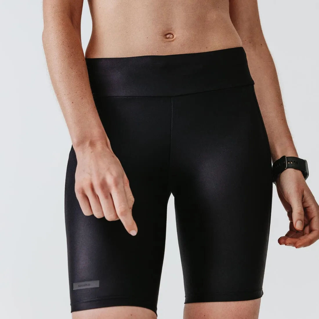 Short cycliste running femme - kiprun run 100 noir