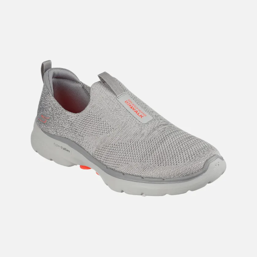 skechers Go Walk 6 Glimmering Women's Walking Shoes -Grey/Coral