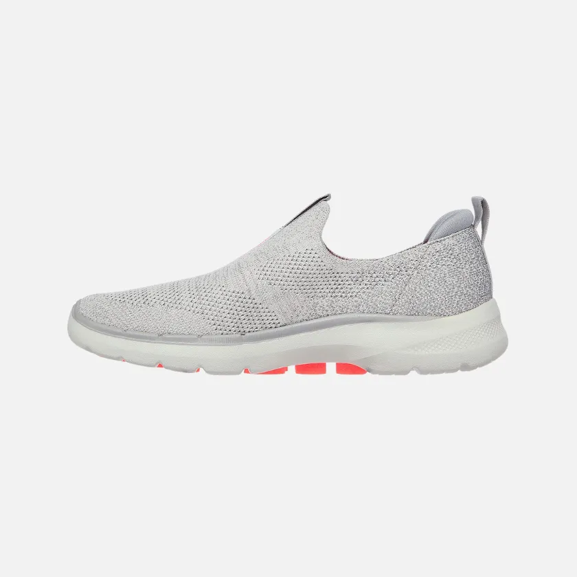 skechers Go Walk 6 Glimmering Women's Walking Shoes -Grey/Coral