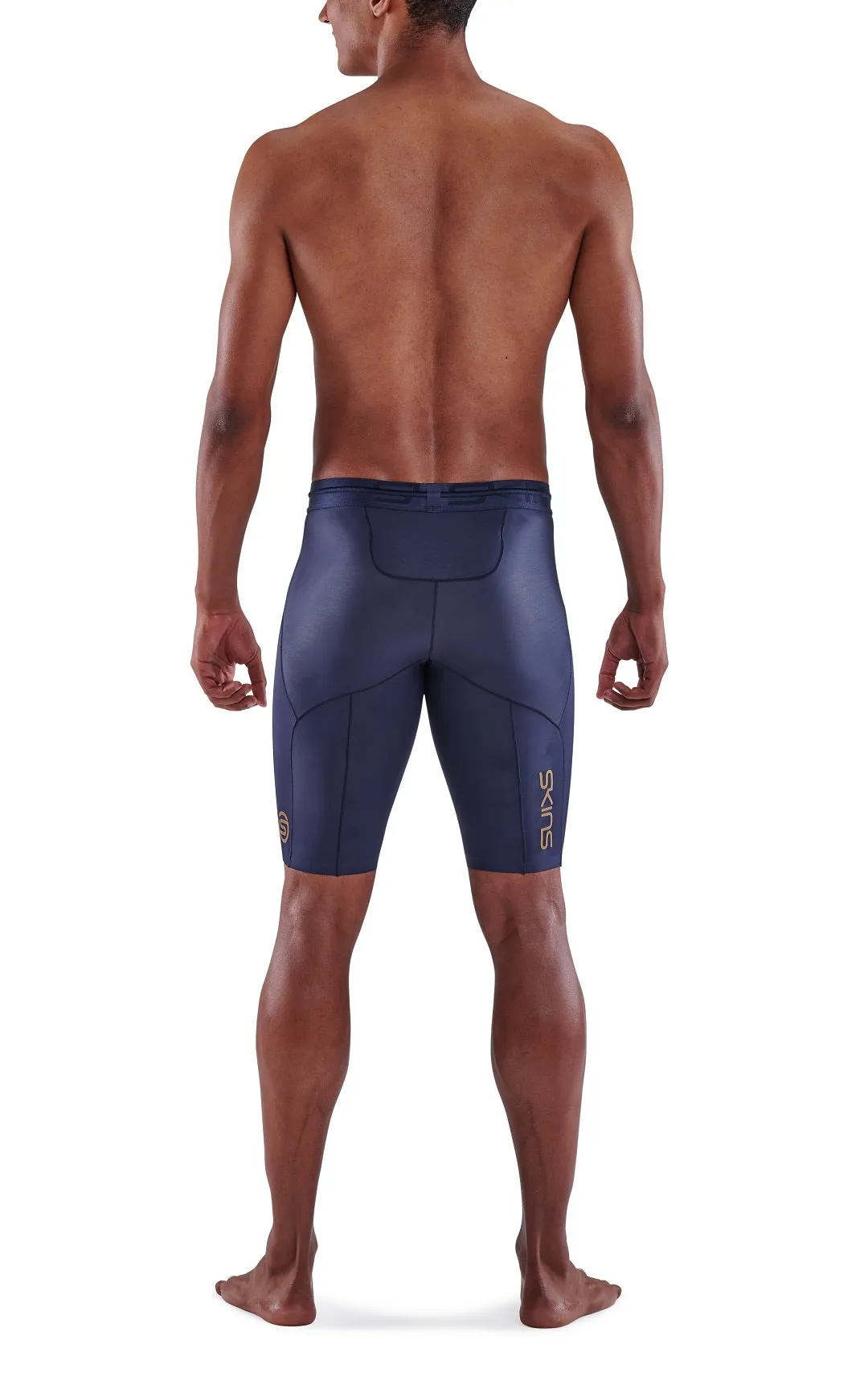 SKINS Men's Compression Half Tights 5-Series - Navy Blue