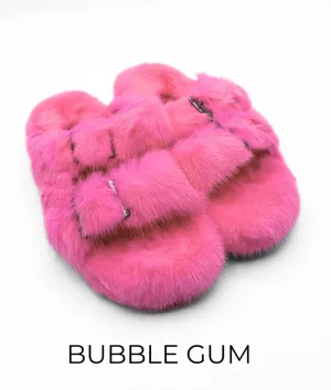 Slides, Open Toe Luxury Mink Shoes - Linda Richards - Style MKS01
