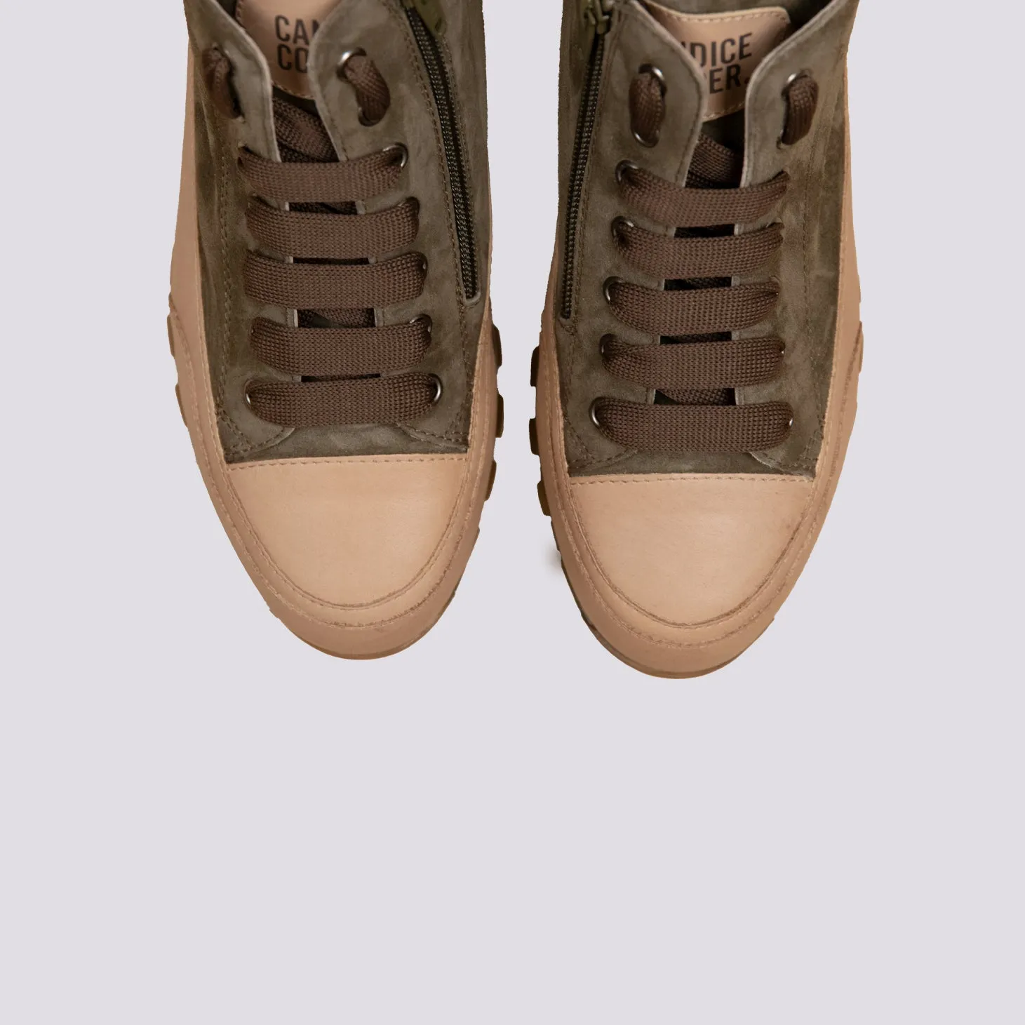 Sneaker JANIS MID in camoscio verde militare
