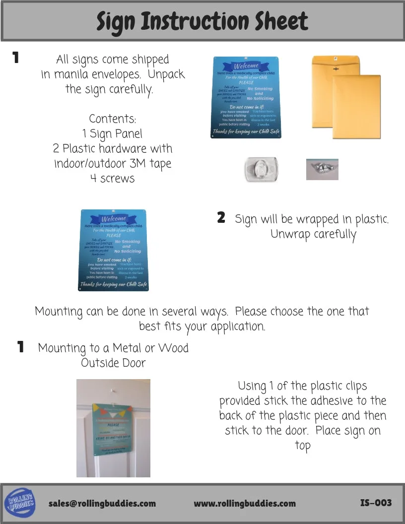 Special Needs Child Door Sign - Blue