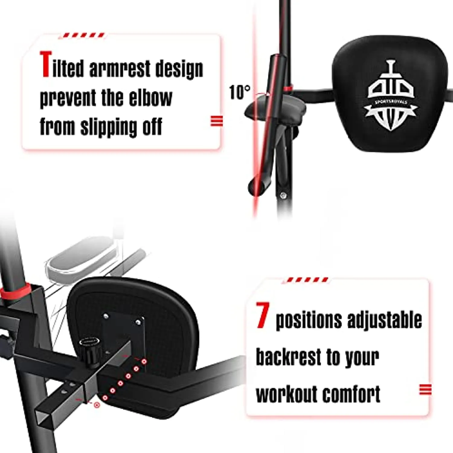 Sportsroyals Power Tower Pull Up Dip Station Adjustable Multi-Function Home Gym Strength Training Fitness Equipment Newer Version