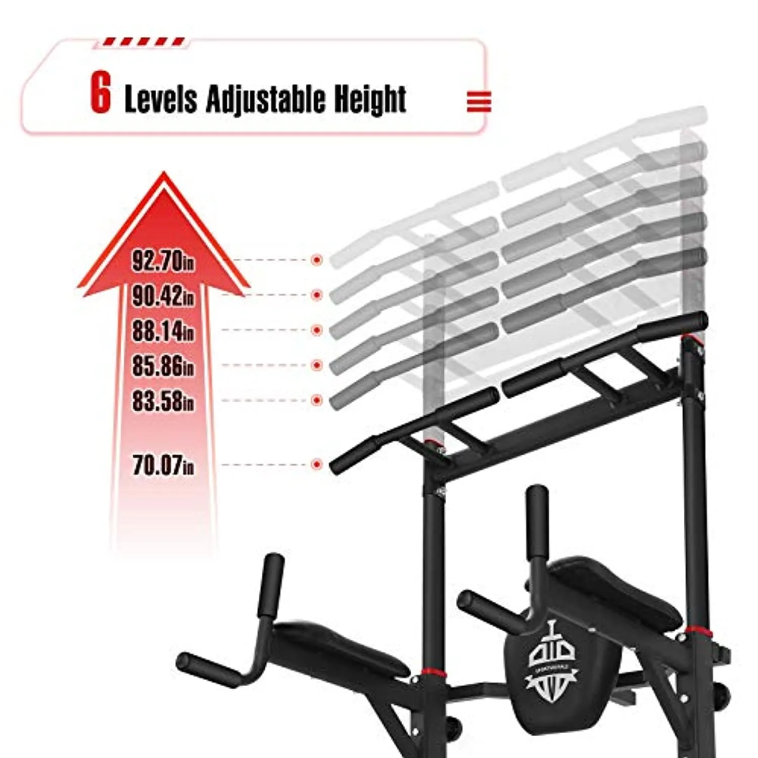 Sportsroyals Power Tower Pull Up Dip Station Adjustable Multi-Function Home Gym Strength Training Fitness Equipment Newer Version
