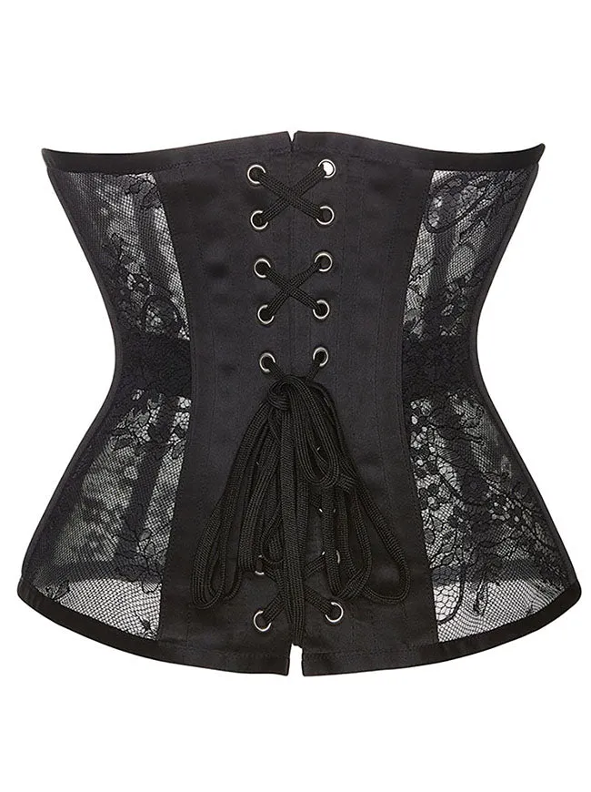 Steel Boned Floral Mesh Lace Breathable Underbust Corset
