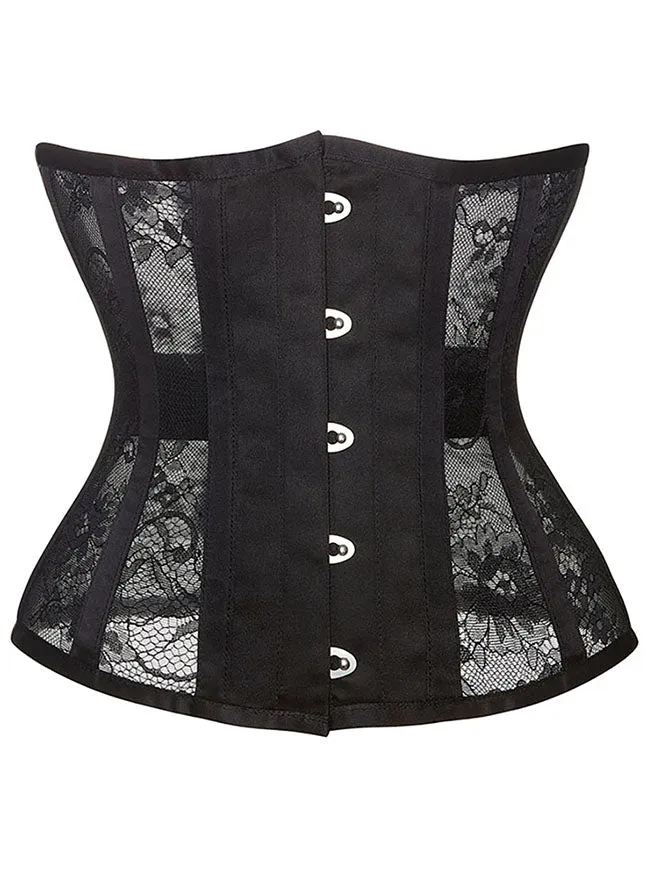 Steel Boned Floral Mesh Lace Breathable Underbust Corset