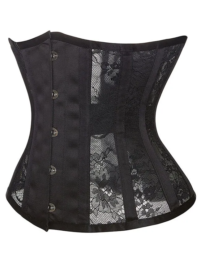 Steel Boned Floral Mesh Lace Breathable Underbust Corset