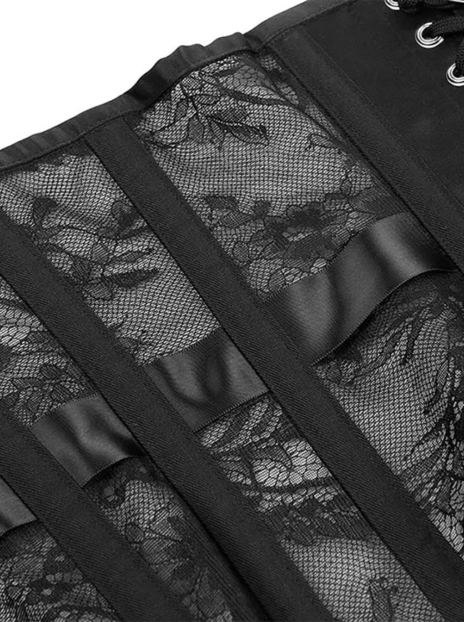 Steel Boned Floral Mesh Lace Breathable Underbust Corset