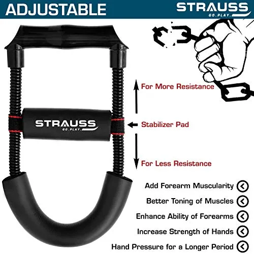 Strauss Adjustable Wrist/Forearm Strengthener, (Black)