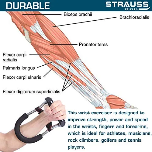 Strauss Adjustable Wrist/Forearm Strengthener, (Black)