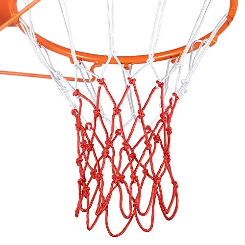 Syhood Basketball Net Hoop Net for All Weather, Fits Standard Indoor or Outdoor Basketball Hoop, 12 Loop (5 Knots, White Red)