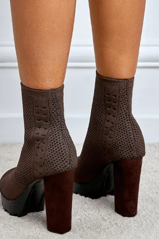 Thick Heel Fish Mouth Short Boots
